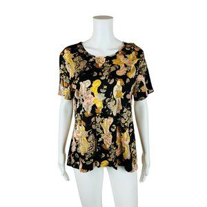 Vintage 1970s Japanese Geisha Print Top Novelty Short Sleeve | B 44"